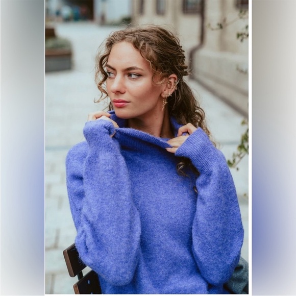 SAMSØE SAMSØE Iris Bloom Nola t-n 7355 Alpaca-wool Turtlneck Sweater Purple Sz S - Picture 1 of 9